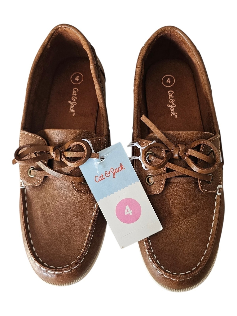 Cat & Jack Brown Faux-Leather Moccasin Boat Shoes for Kids